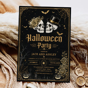 Invitation Fête d'Halloween pour adultes Crâne vintage