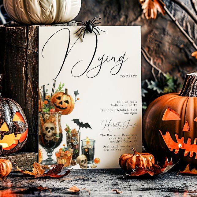 Invitation Fête d'Halloween pour adultes en mourant de faire  (Créateur téléchargé)