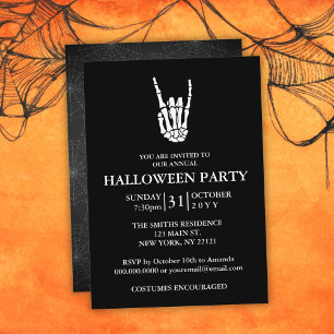 Invitation Fête d'Halloween pour adultes : Main de squelette