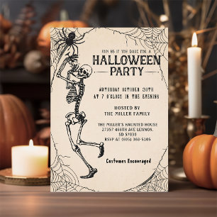 Invitation Fête d'Halloween pour adultes Skeleton Vintage Coc