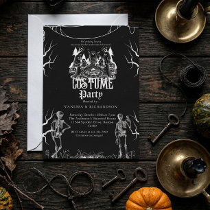 Invitation Fête d'Halloween pour adultes squelette gothique v