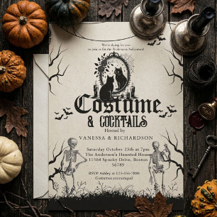 Invitation Fête d'Halloween pour adultes squelette gothique v