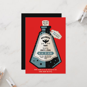 Invitation Fête d'Halloween pour adultes Vintage Chauve-souri