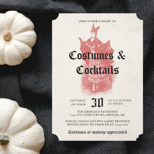 Invitation Fête d'Halloween pour adultes Vintage Gothique Bat