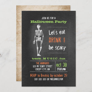 Invitation Fête d'Halloween pour adultes Vintage Skeleton Cha