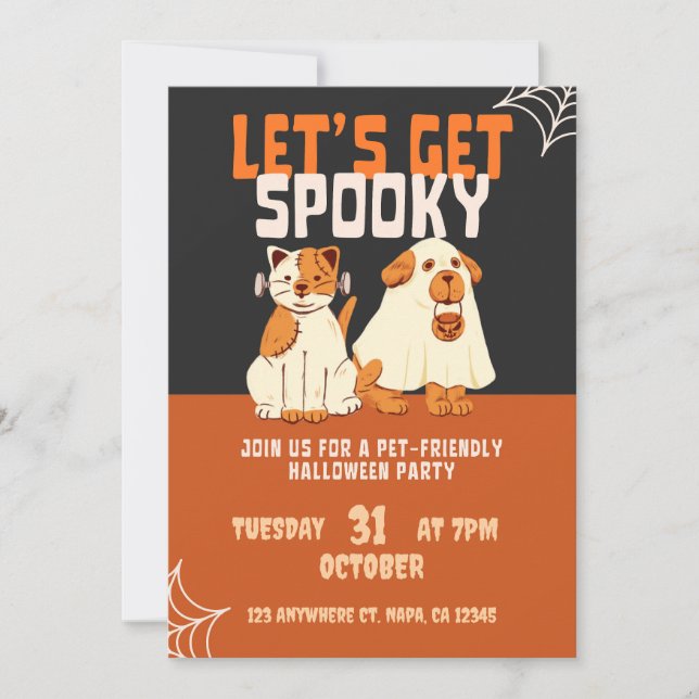 Invitation Fête d'Halloween pour animaux de compagnie, noire  (Devant)