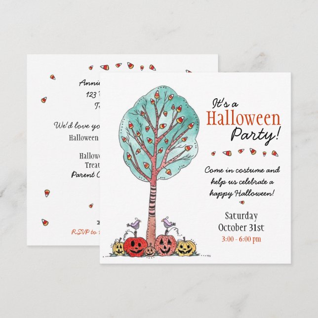 Invitation Fête d'Halloween pour enfants (Devant / Derrière)