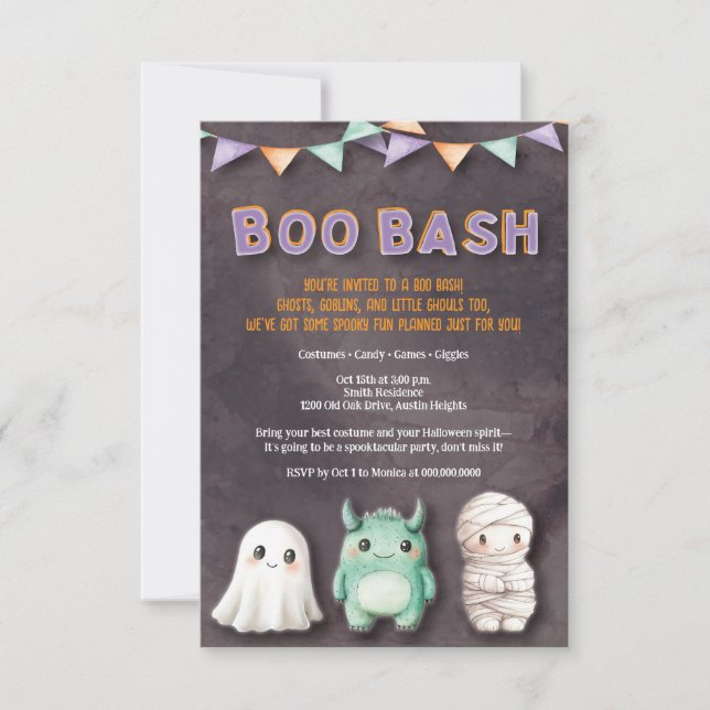 Invitation Fête d'Halloween pour enfants amusants (Devant)