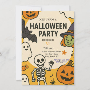 Invitation Fête d'Halloween pour enfants amusants