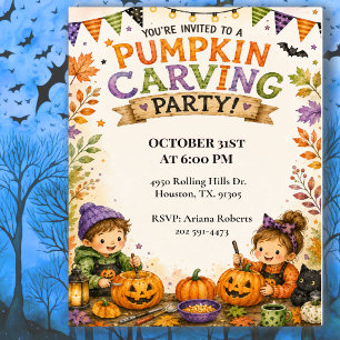 Invitation Fête d'Halloween pour enfants avec découpage de ci