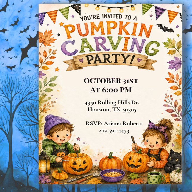 Invitation Fête d'Halloween pour enfants avec découpage de ci (Créateur téléchargé)