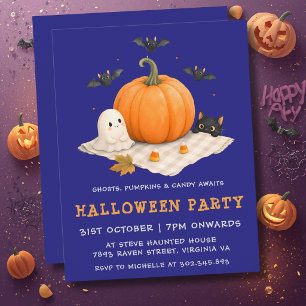 Invitation Fête d'Halloween pour enfants mignons Citrouille F