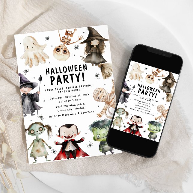Invitation Fête d'Halloween pour Enfants Modernes (Créateur téléchargé)