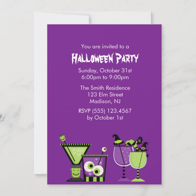 Invitation Fête d'Halloween pour les boissons Déplaisantes (Devant)