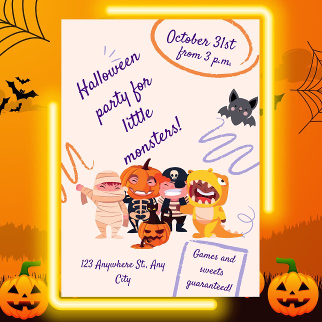 Invitation Fête d'Halloween pour les petits monstres ! Fête d (Créateur téléchargé)