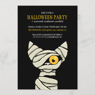 Invitation Fête d'Halloween pour maman chatte éffrayante