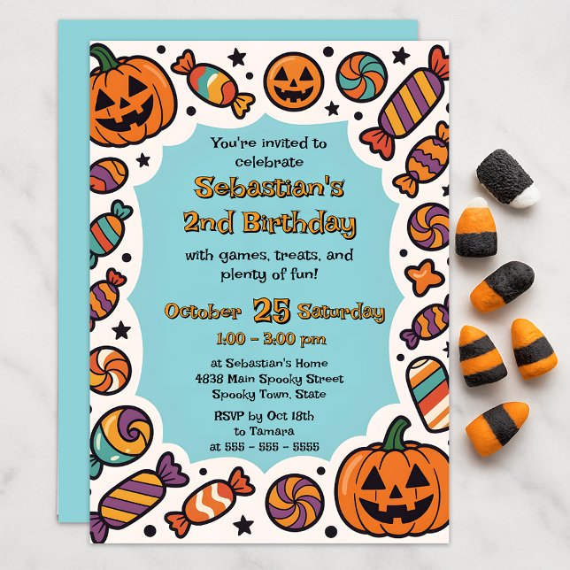 Invitation Fête d'Halloween pour tout-petits au thème citroui (Créateur téléchargé)