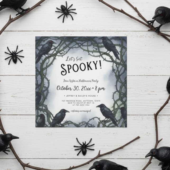 Invitation Fête d'Halloween Raven Éffrayante (Créateur téléchargé)