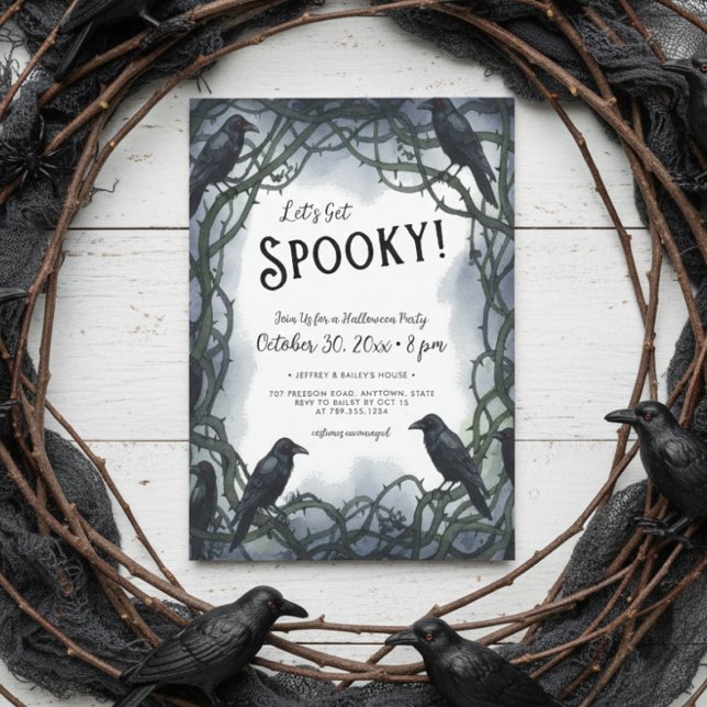 Invitation Fête d'Halloween Raven Éffrayante (Créateur téléchargé)