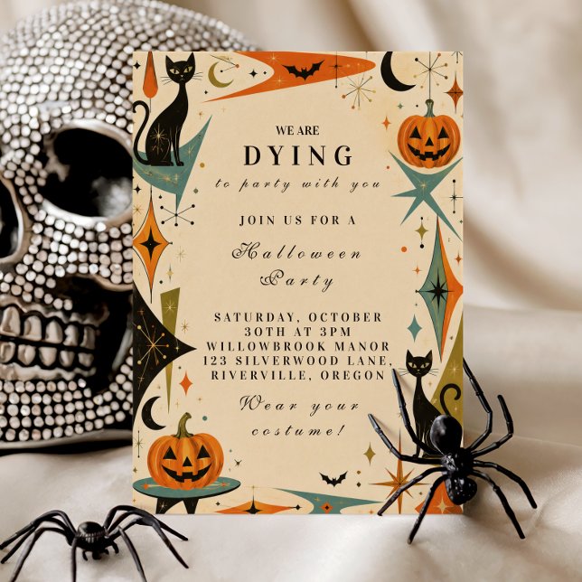 Invitation Fête d'Halloween Rétro Élégante (Créateur téléchargé)