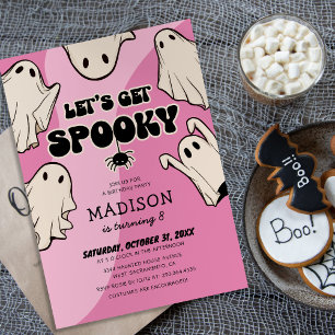 Invitation Fête d'Halloween Retro Kids Girl