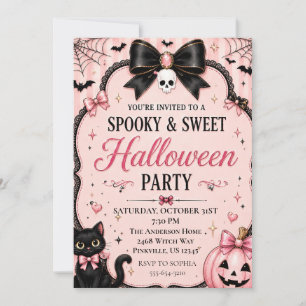 Invitation Fête d'Halloween rose Coquette