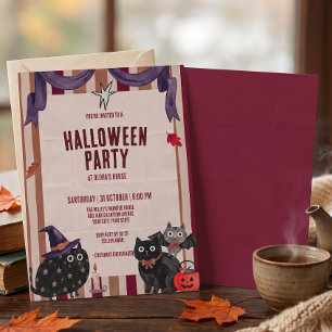 Invitation Fête d'Halloween Rose Vintage Folie Méchante