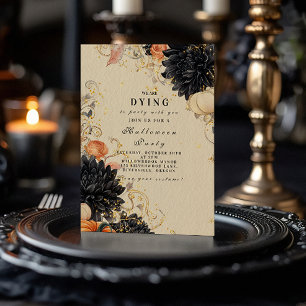 Invitation Fête d'Halloween Rustique Black Dahlia