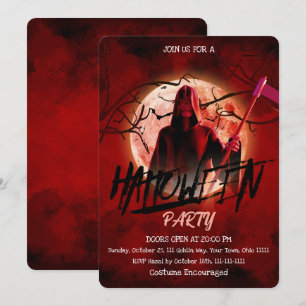 Invitation Fête d'Halloween sous la Lune de Sang avec la Gran