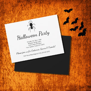 Invitation Fête d'Halloween Spider noir blanc