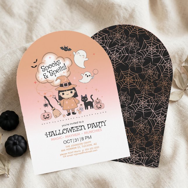 Invitation Fête d'Halloween Spooks & Spells Arche Noir ID1325 (Créateur téléchargé)