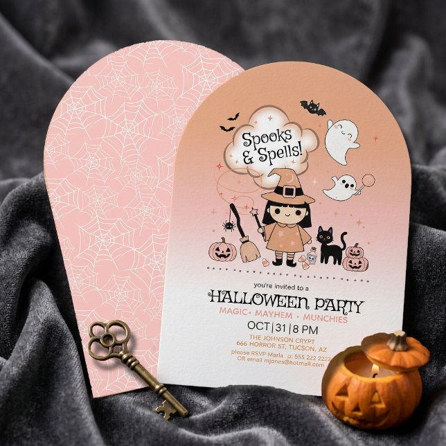 Invitation Fête d'Halloween Spooks & Spells Arche Rose ID1325 (Créateur téléchargé)