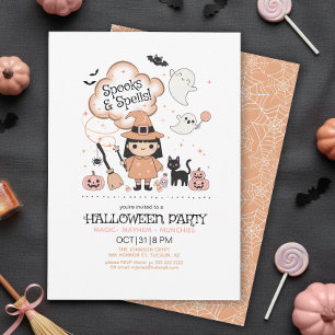 Invitation Fête d'Halloween Spooks & Spells Orange ID1325