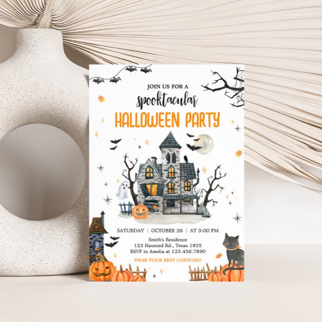 Invitation Fête d'Halloween Spooktaculaire (Ghost Spooktacular Halloween Party Invitation)