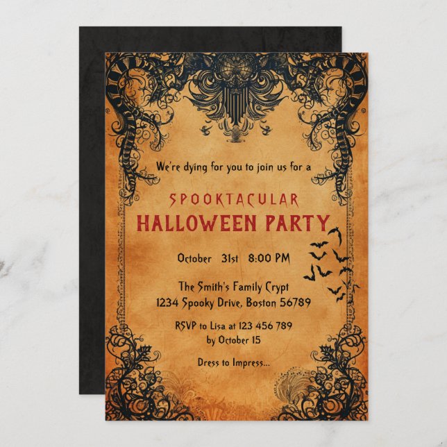 Invitation Fête d'Halloween Spooktaculaire En (Devant / Derrière)