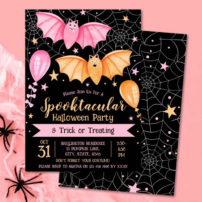 Invitation Fête d'Halloween Spooktaculaire et Trick ou Traite (Spooktacular Halloween Party and Trick or Treating Invitation)