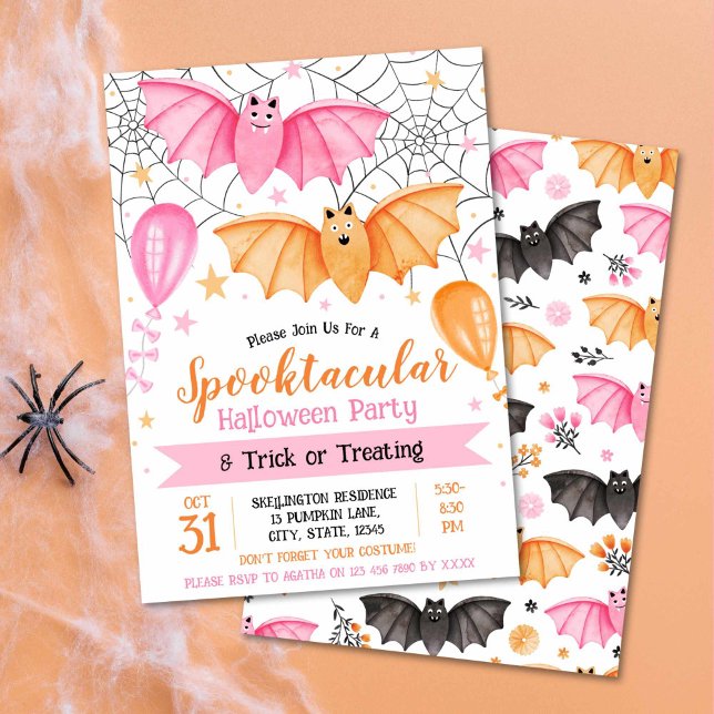 Invitation Fête d'Halloween Spooktaculaire et Trick ou Traite (Spooktacular Halloween Party and Trick or Treating Invitation)
