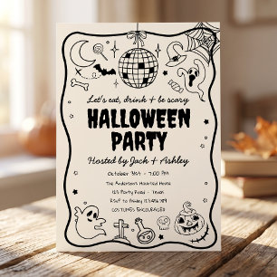 Invitation Fête d'Halloween Spooky Spooktacular Groovy Rétro