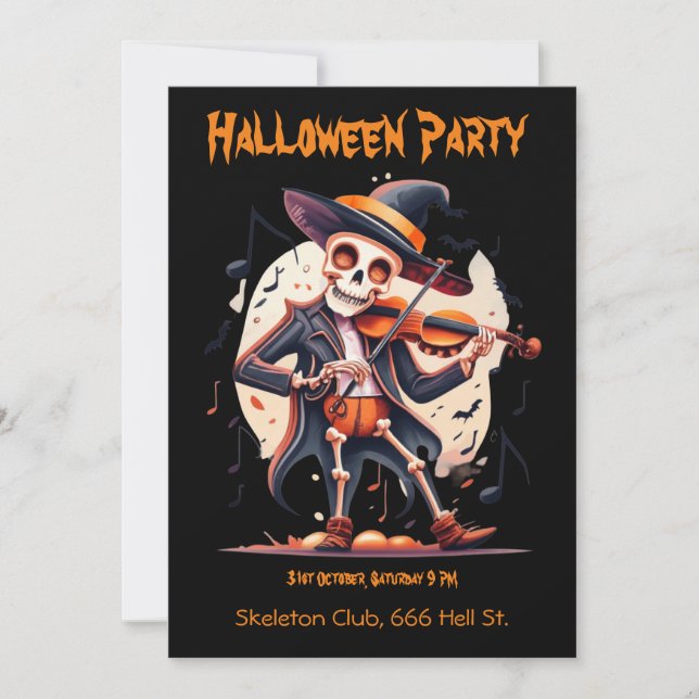 Invitation Fête d'Halloween, Squelette (Devant)