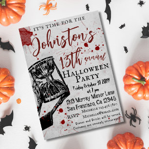 Invitation Fête d'Halloween squelette gothique effrayant