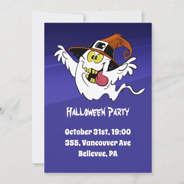 Invitation Fête d'Halloween sur mesure style de dessin animé  (Devant)
