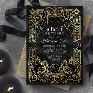 Invitation Fête d'Halloween Tarot Noir