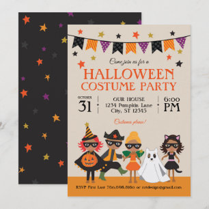 Invitation Fête d'Halloween tenue vintage peau foncée