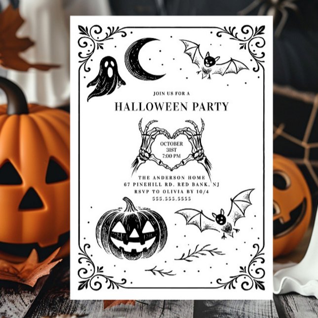 Invitation Fête d'Halloween tirée à la main (Créateur téléchargé)