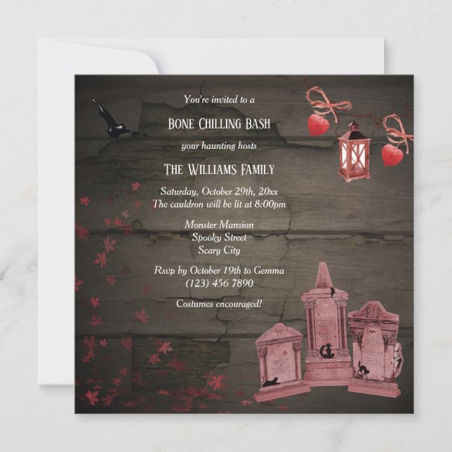 Invitation Fête d'Halloween Tombstones (Devant)