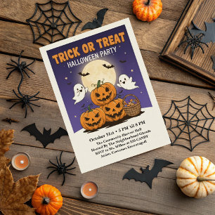 Invitation Fête d'Halloween Trick or Treat pour enfants migno