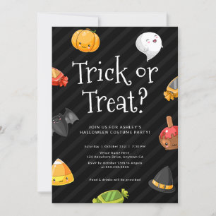 Invitation Fête d'Halloween Trick ou Treat Cute Kawaii