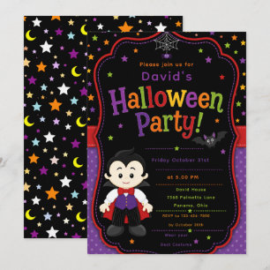 Invitation Fête d'Halloween Vampire pour Enfants