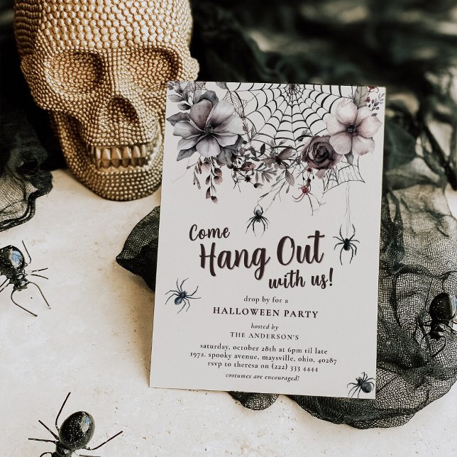 Invitation Fête d'Halloween Venez Traîner avec des Araignées  (Créateur téléchargé)
