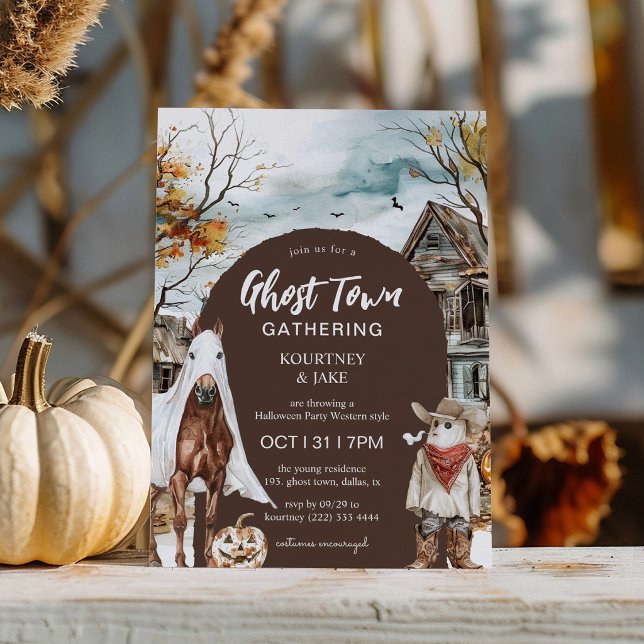 Invitation Fête d'Halloween Western de la ville fantôme (Créateur téléchargé)